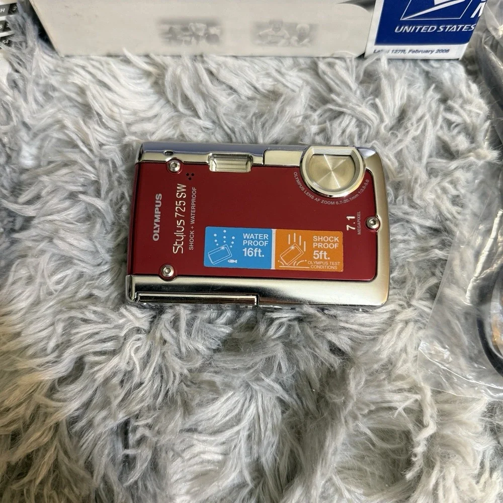 Olympus Stylus 725 SW 7.1MP Digital Camera-Shock & Waterproof Red Open Box